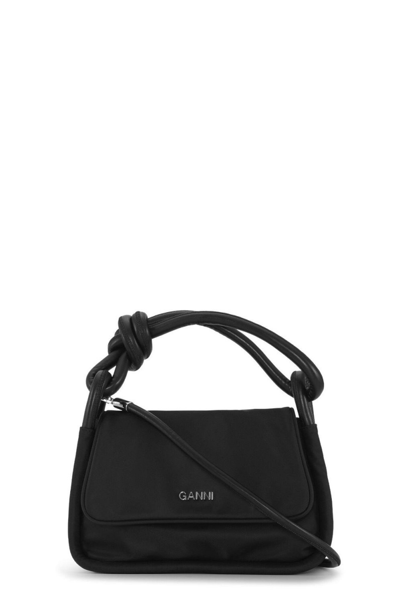 Black Women\'s Ganni Knot Flap Over Bag | 86CUXFJZQ