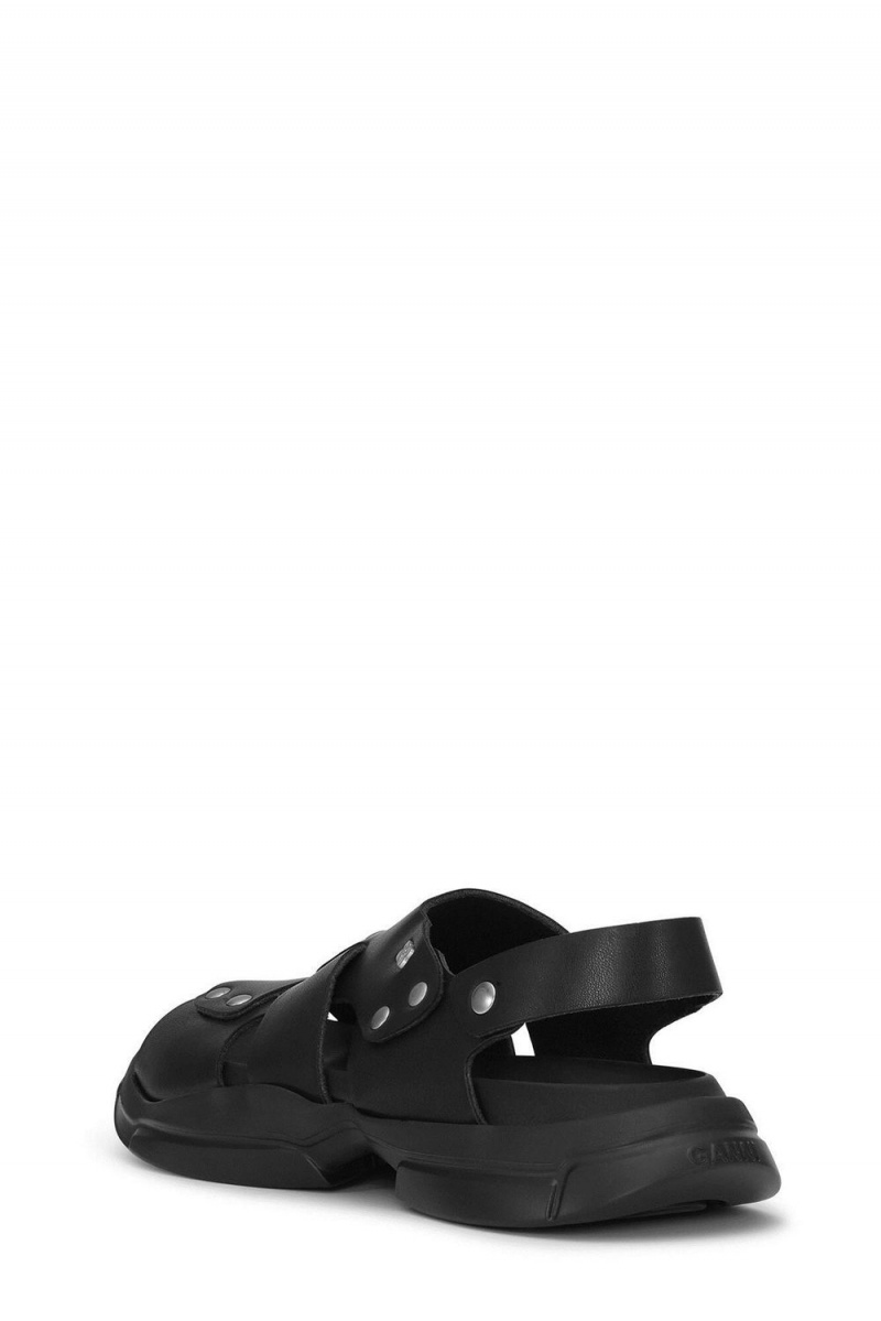 Black Women's Ganni Light Weight EVA Asymmetrical Sandals | 89HJRKBLY