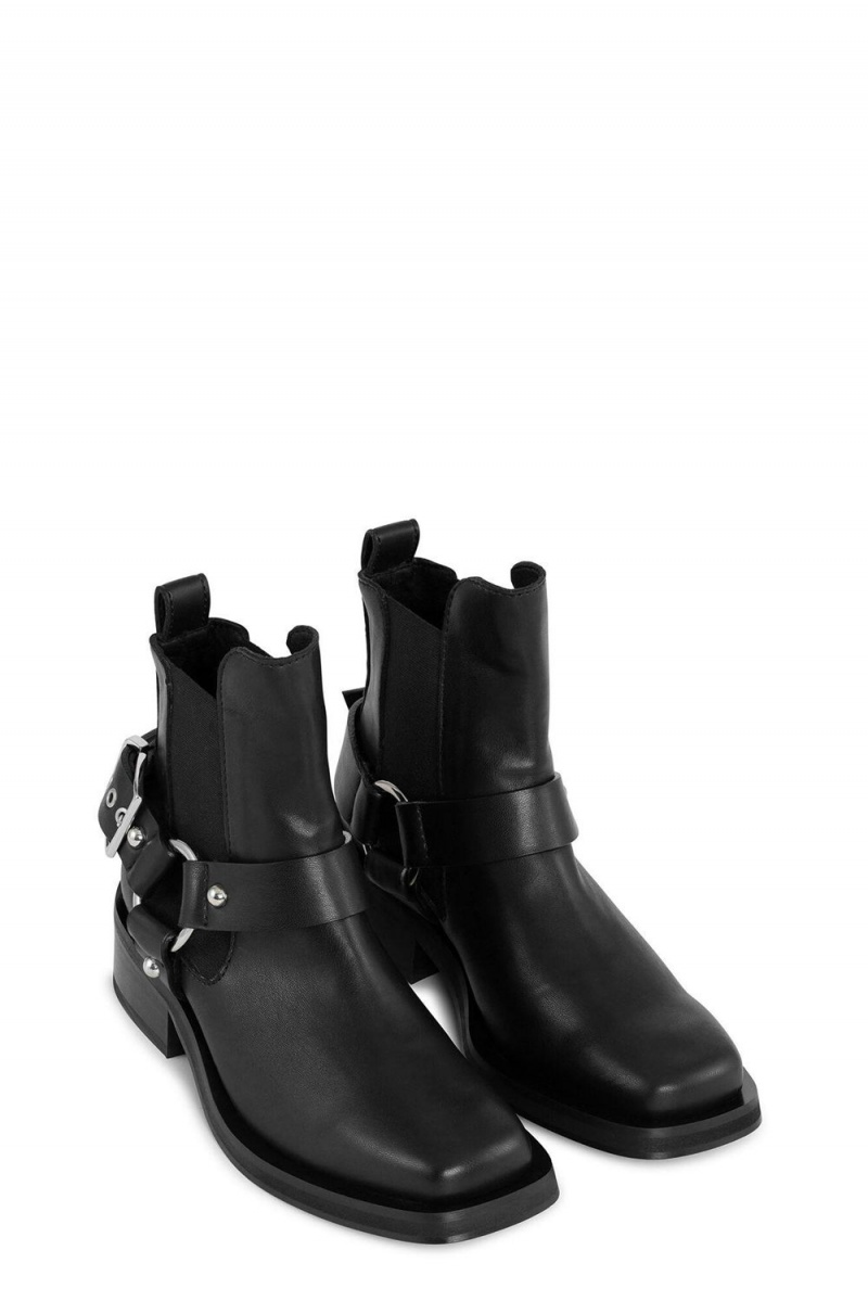 Black Women's Ganni Low Cut Biker Chelsea Boots | 72SFAQNJR