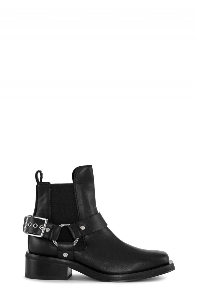 Black Women\'s Ganni Low Cut Biker Chelsea Boots | 72SFAQNJR