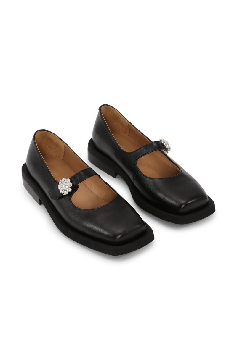 Black Women's Ganni Mary Jane Ballerina | 16JILQBVO