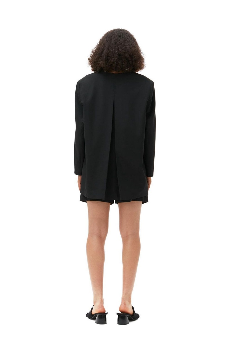 Black Women's Ganni Oversized Drapey Melange Blazer | 35RTCFBJH