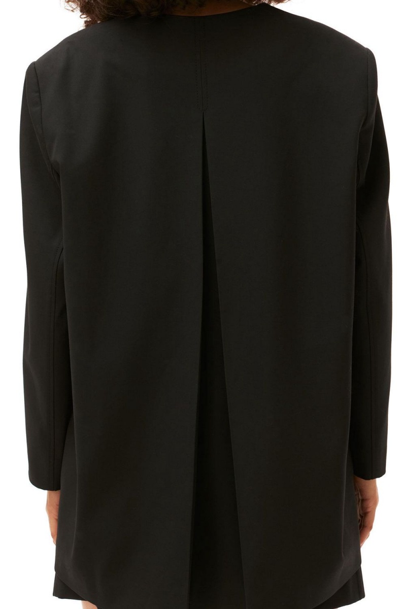 Black Women's Ganni Oversized Drapey Melange Blazer | 35RTCFBJH