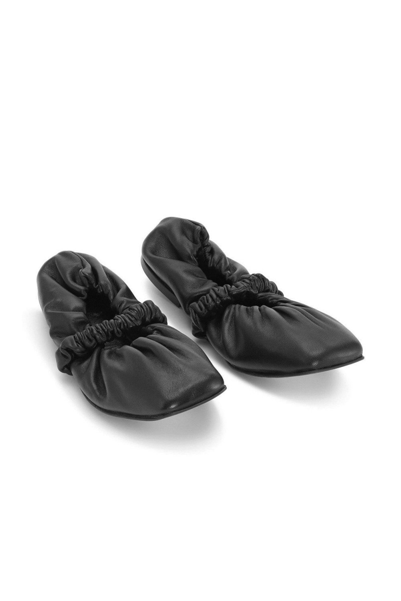 Black Women's Ganni Scrunchie Ballerina | 40ULFSTZP