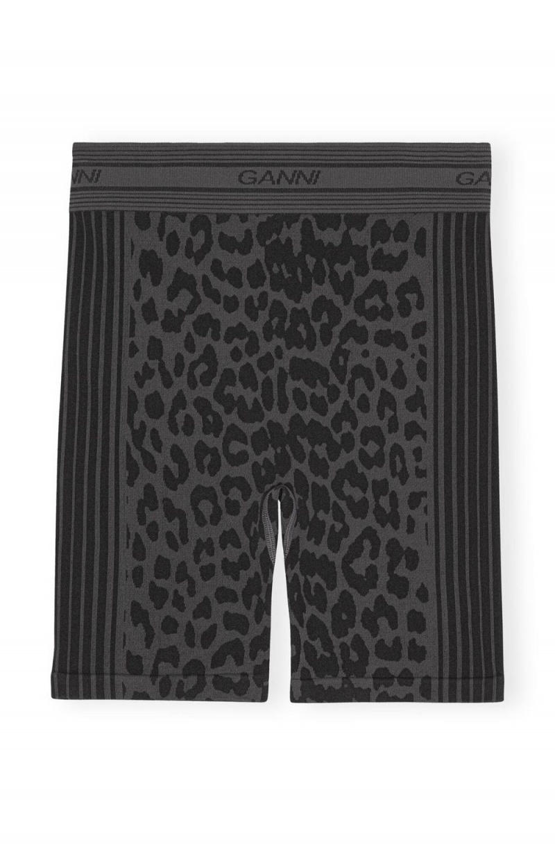 Black Women's Ganni Seamless Jacquard Shorts | 48PUZCQHF