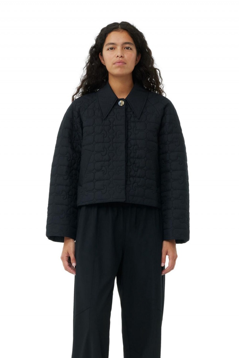 Black Women\'s Ganni Short Quilt Jacket | 32QBSVJAT