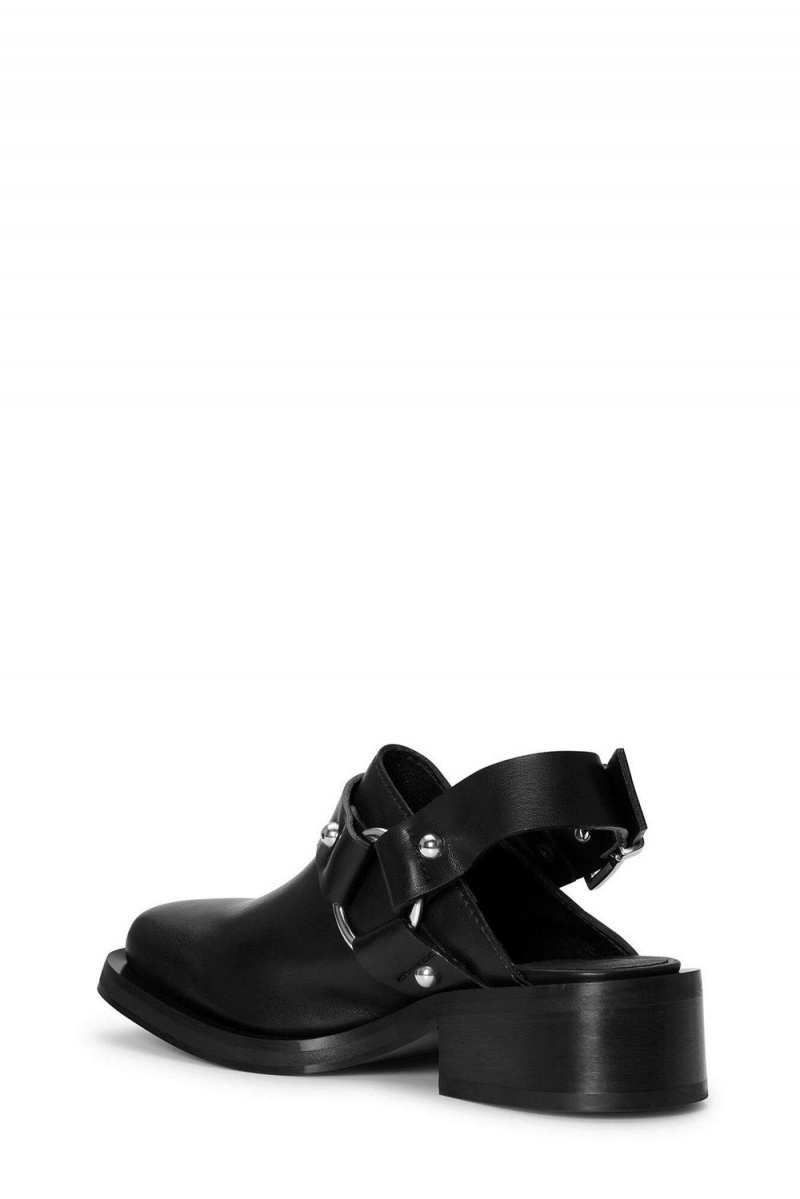 Black Women's Ganni Slingback Biker Mules | 43OREXYHS