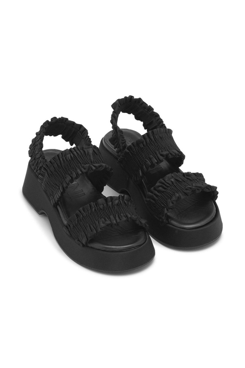 Black Women's Ganni Smock Flatform Sandals | 38MLFNBRP