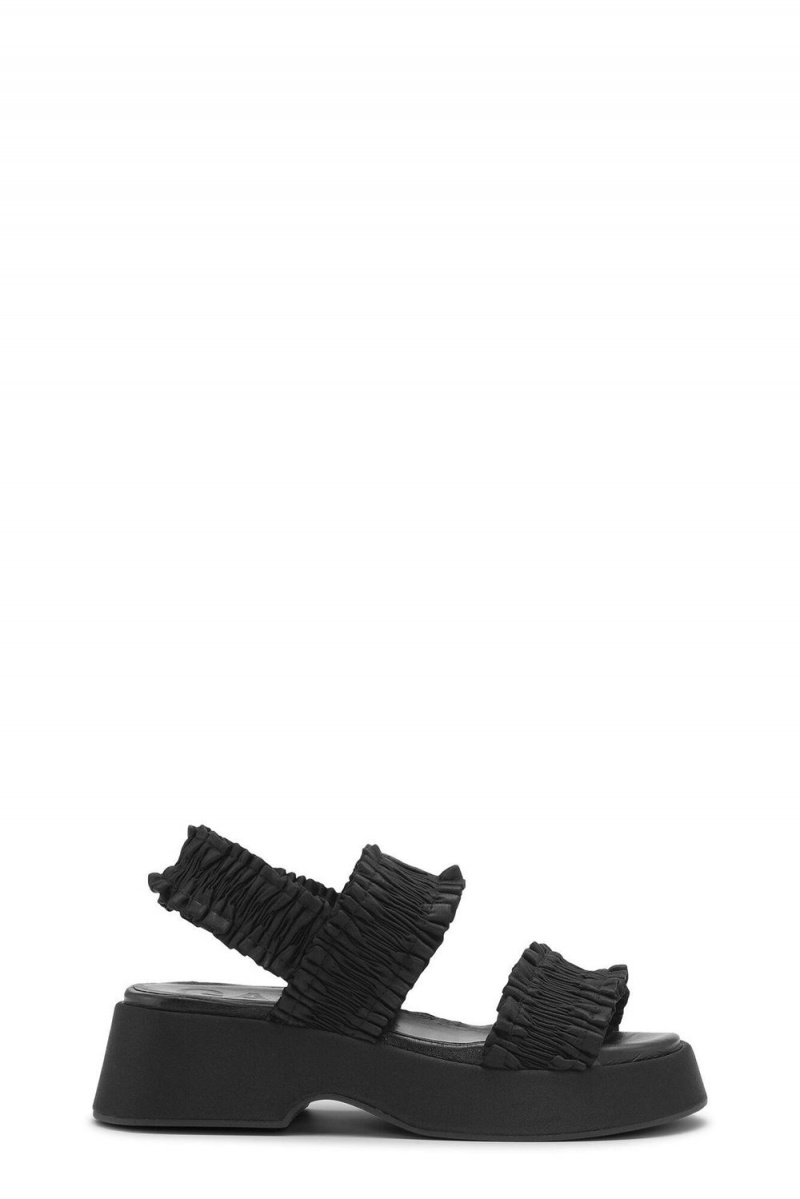 Black Women\'s Ganni Smock Flatform Sandals | 38MLFNBRP