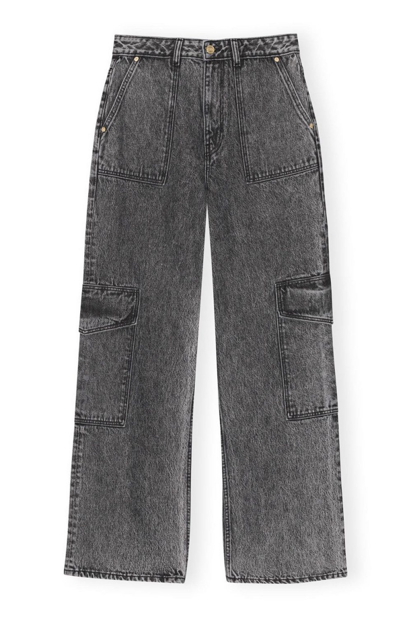 Black Women's Ganni Snow Washed Denim Angi Jeans | 82TVWZPOQ