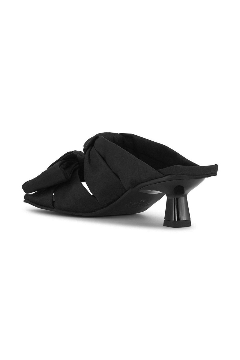 Black Women's Ganni Soft Bow Kitten Heel Sandals | 43NGFUKTO