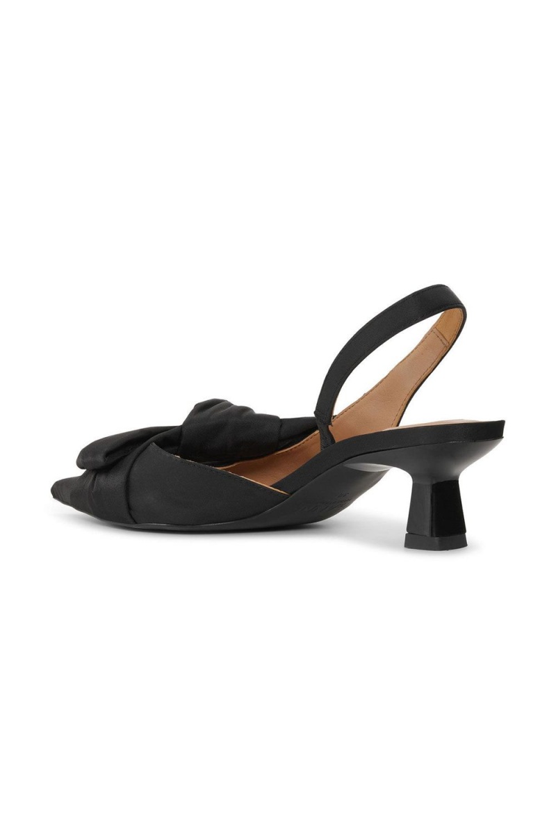 Black Women's Ganni Soft Bow Slingback Pumps | 97IAPORBG