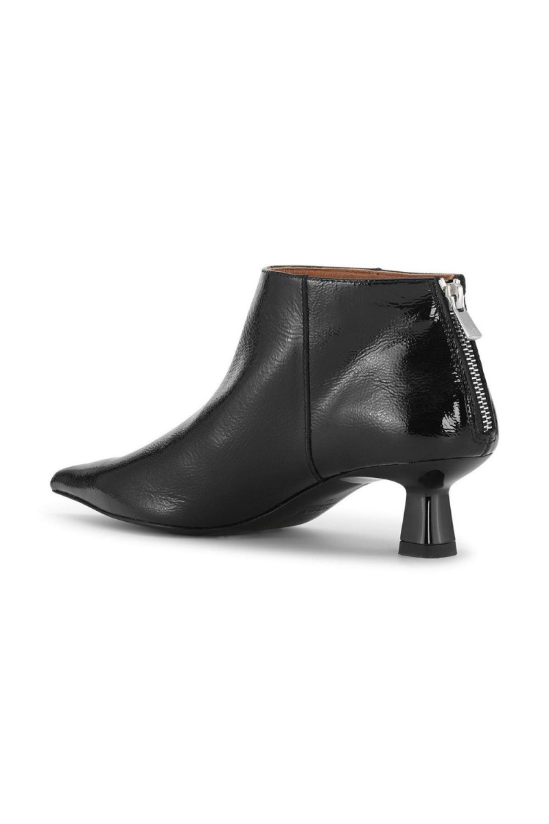 Black Women's Ganni Soft Pointy Crop Naplack Boots | 80NIOMFBE