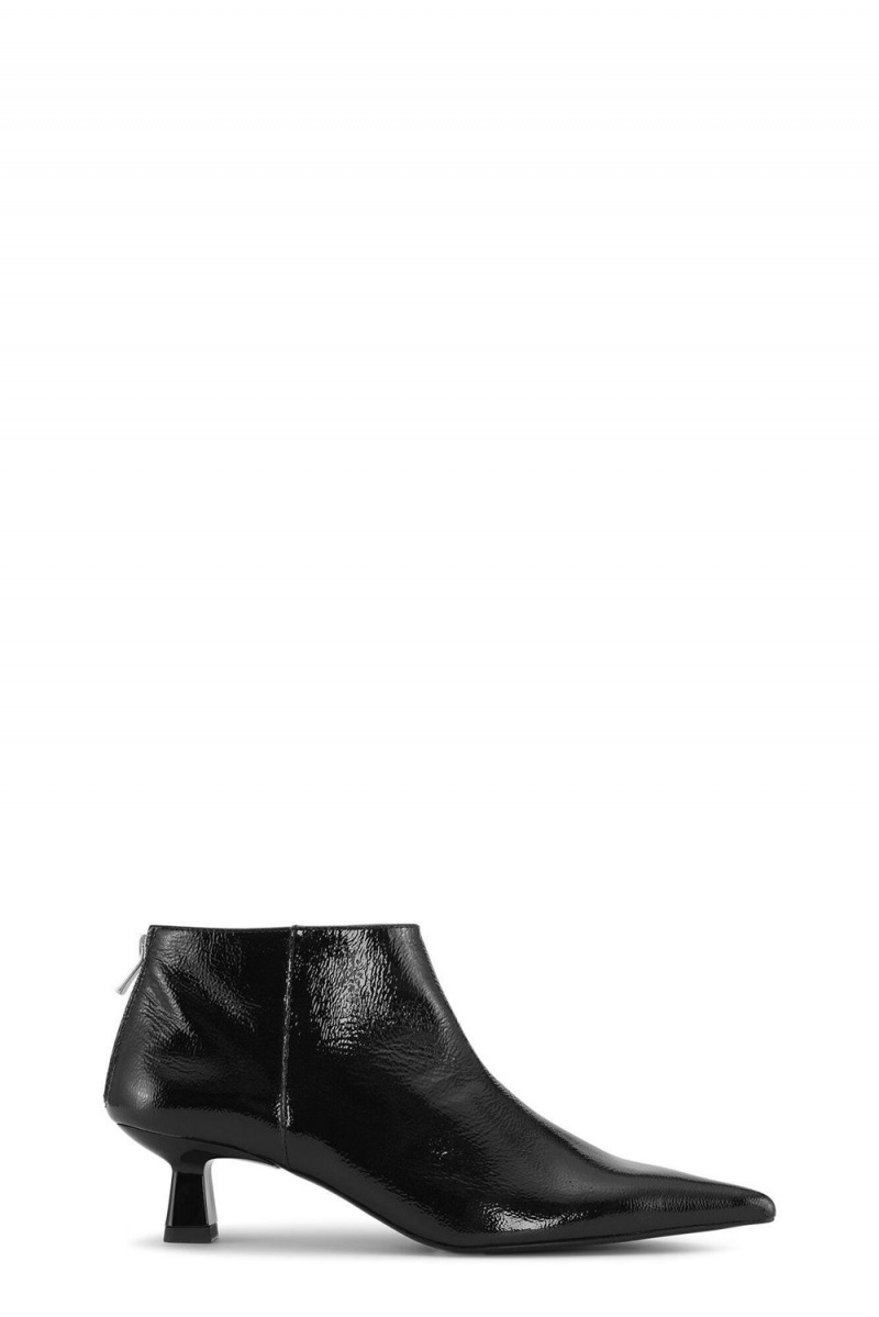 Black Women\'s Ganni Soft Pointy Crop Naplack Boots | 80NIOMFBE