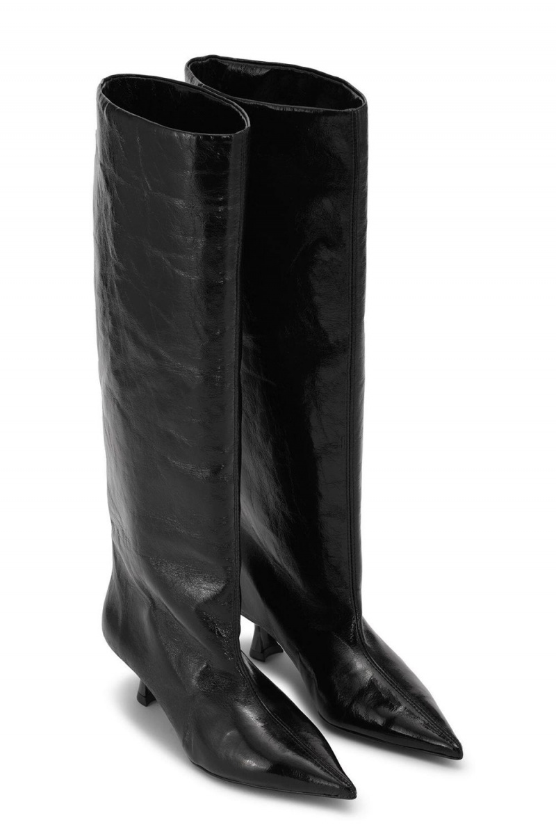 Black Women's Ganni Soft Slouchy Knee-High Shaft Boots | 18SAEWPBF