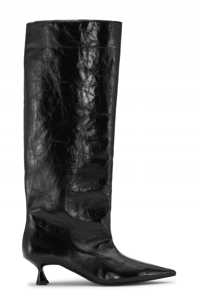 Black Women\'s Ganni Soft Slouchy Knee-High Shaft Boots | 18SAEWPBF