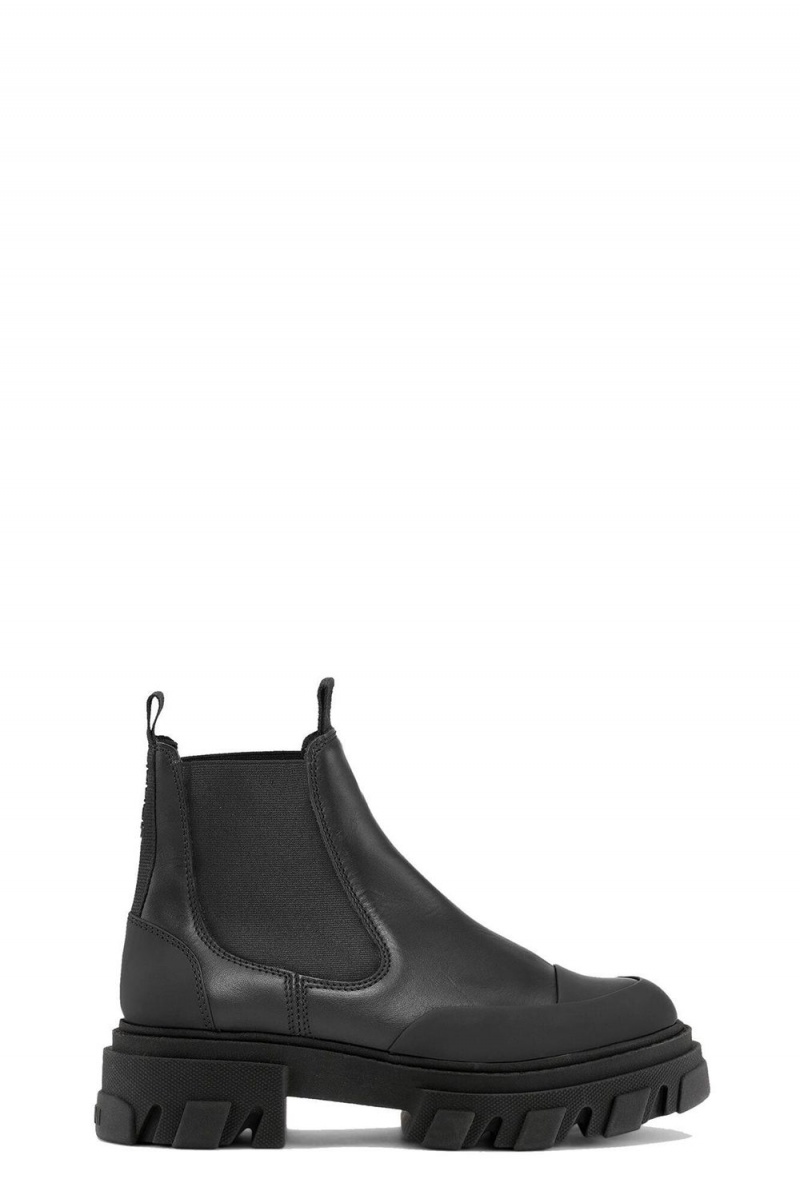 Black Women\'s Ganni Stitch Cleated Low Chelsea Boots | 56GEOUMQR