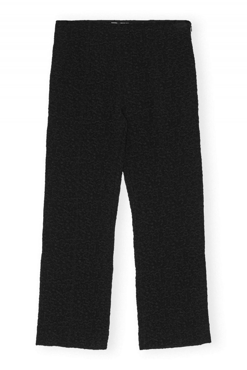 Black Women's Ganni Textured Suiting Cropped Pants | 15XFMCVOS