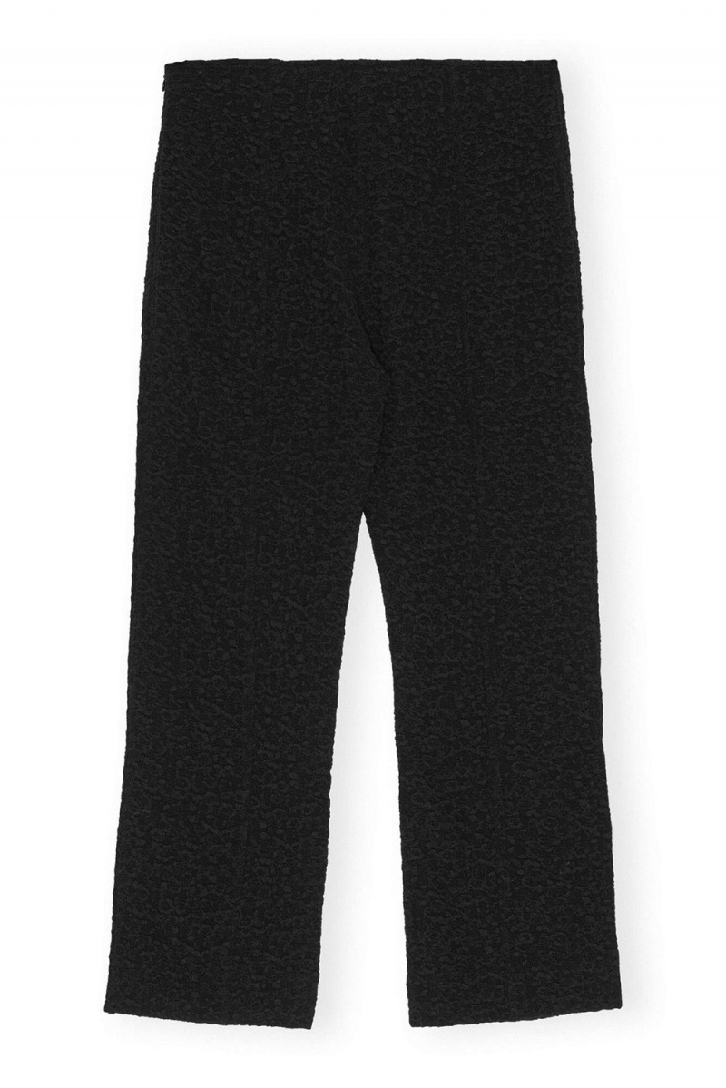 Black Women's Ganni Textured Suiting Cropped Pants | 15XFMCVOS