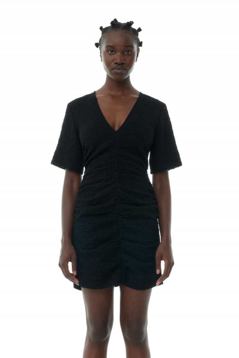 Black Women's Ganni Textured Suiting Mini Dress | 45YQKUGXZ