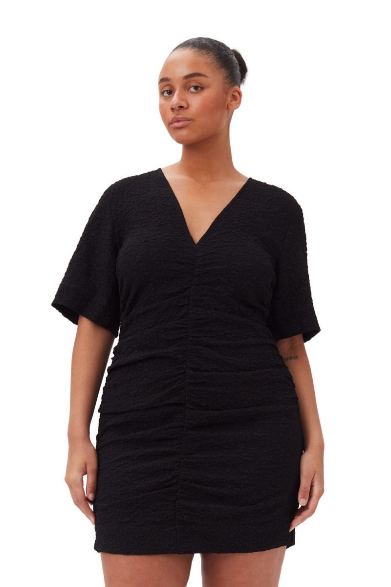 Black Women's Ganni Textured Suiting Mini Dress | 45YQKUGXZ