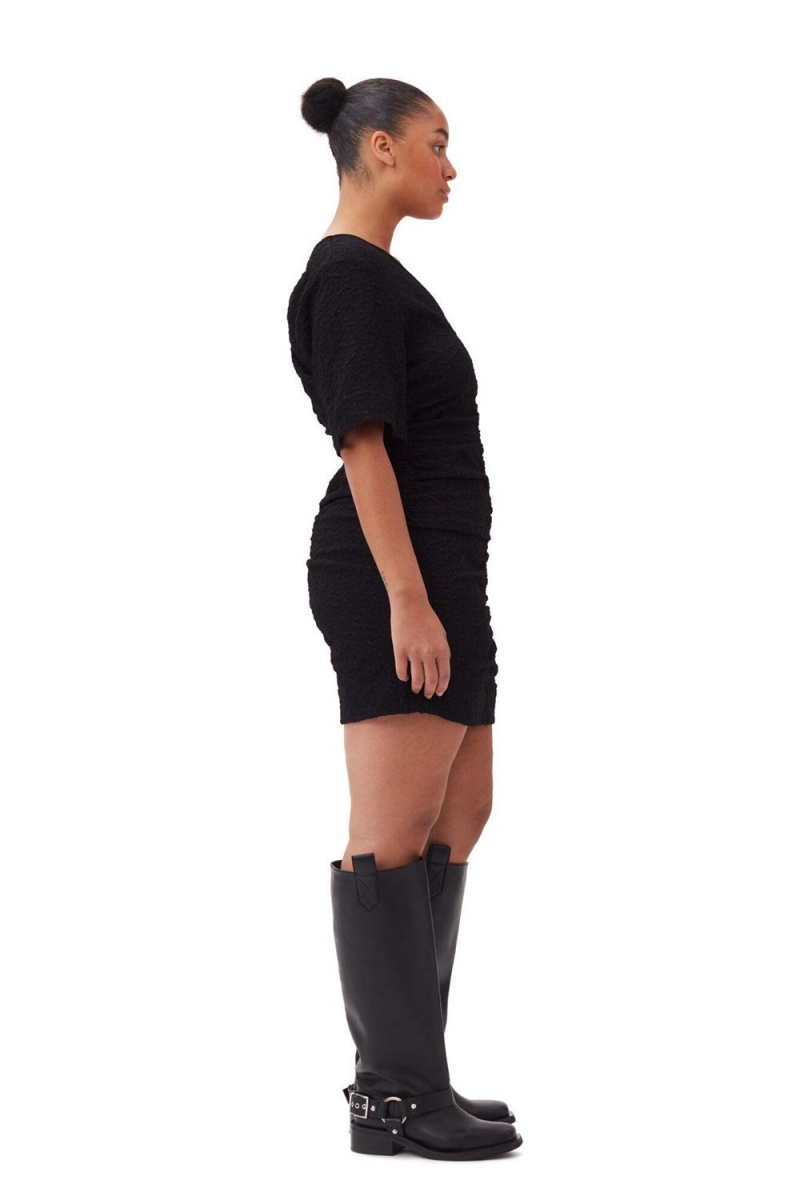 Black Women's Ganni Textured Suiting Mini Dress | 45YQKUGXZ