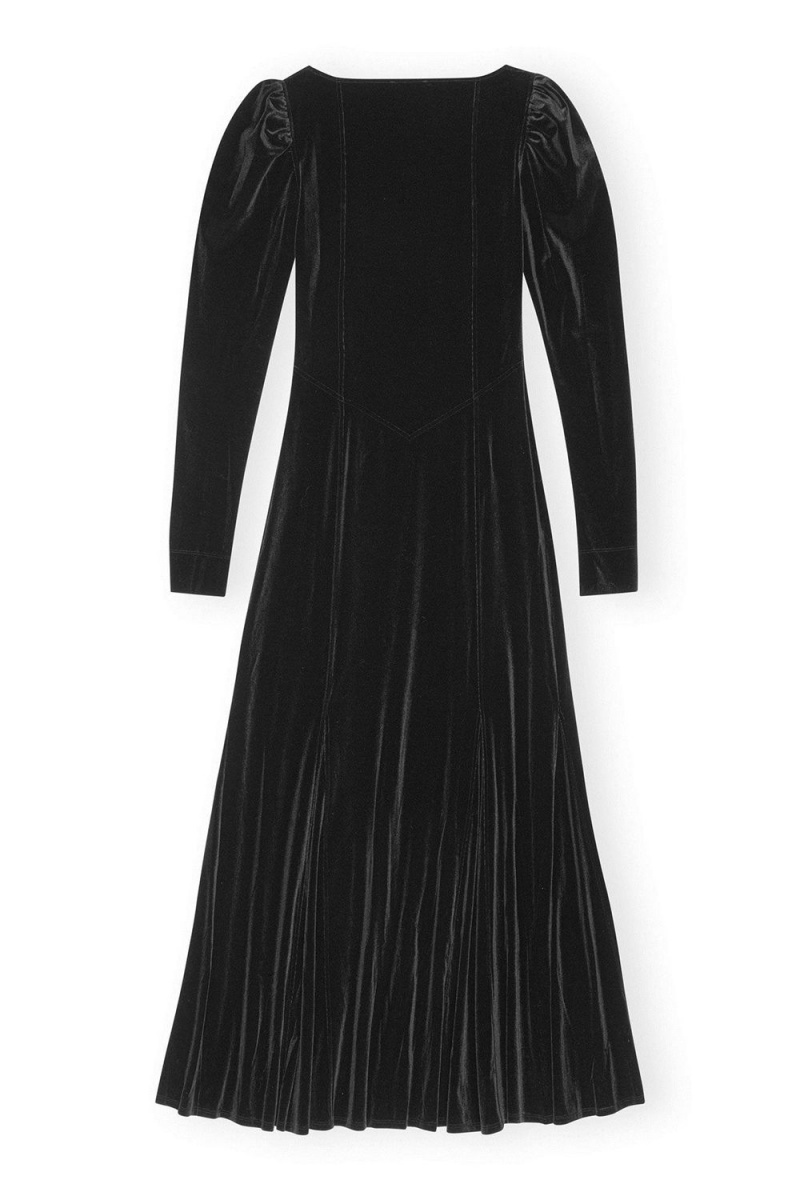 Black Women's Ganni Velvet Jersey Maxi Dress | 82HSLWUVM