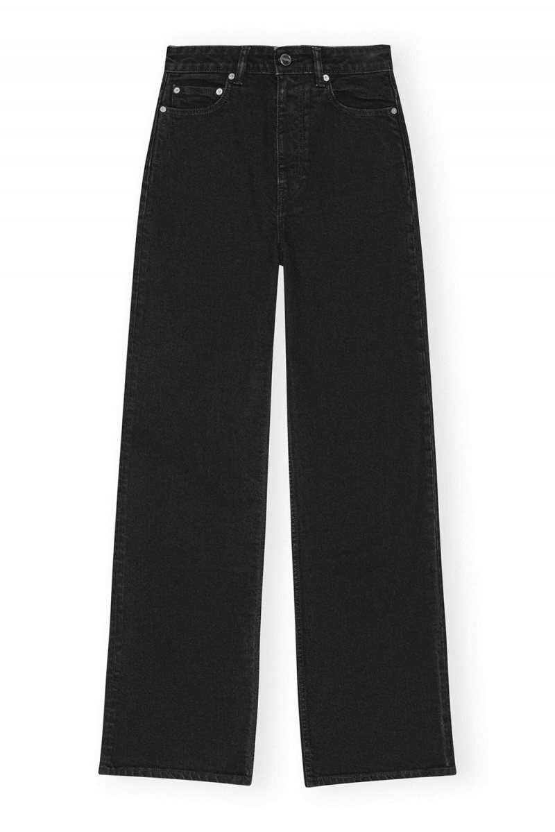 Black Women's Ganni Washed Black Andi Jeans | 84LYXECZR