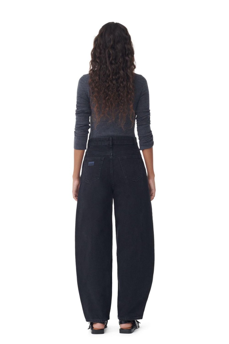 Black Women's Ganni Washed Black Stary Jeans | 89ABUQMOT