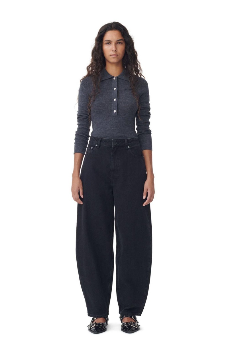 Black Women\'s Ganni Washed Black Stary Jeans | 89ABUQMOT