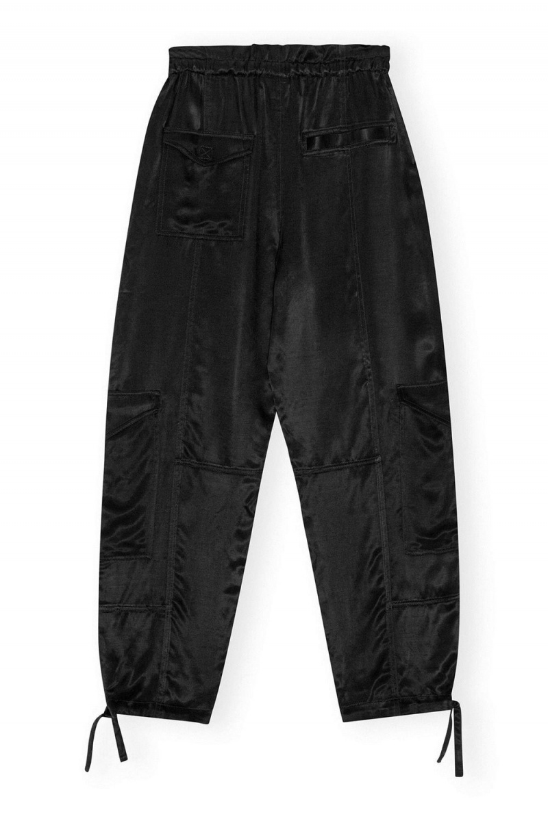 Black Women's Ganni Washed Satin Pocket Pants | 84PWAJGVR