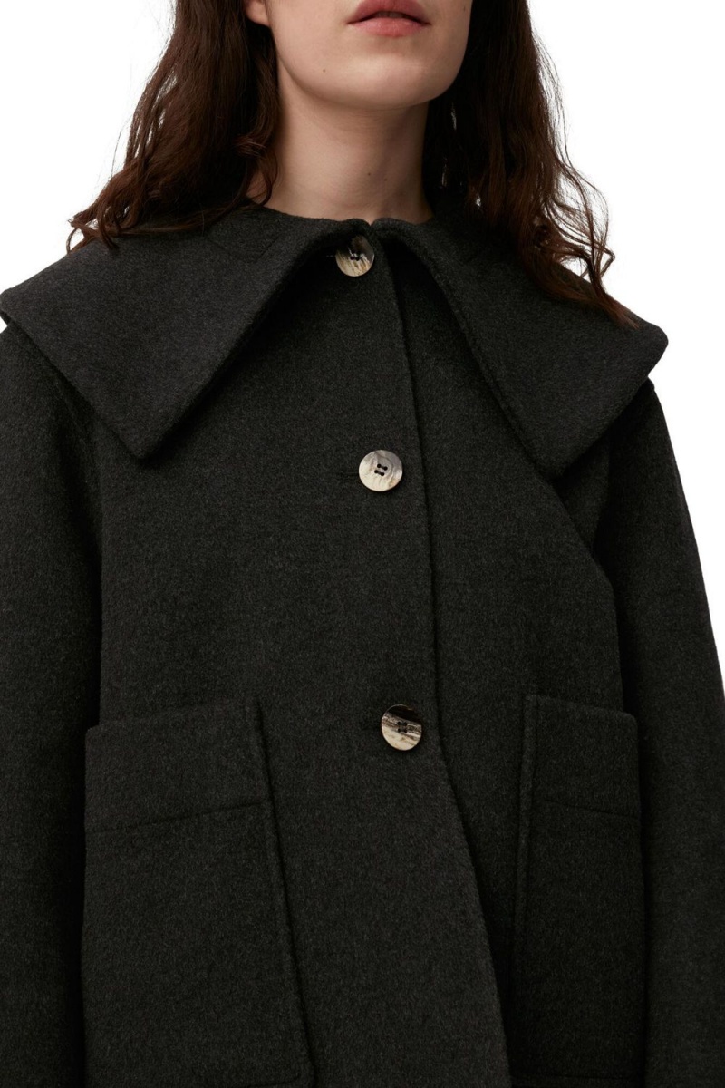 Black Women's Ganni Wool Jacket | 83WJSZVBN