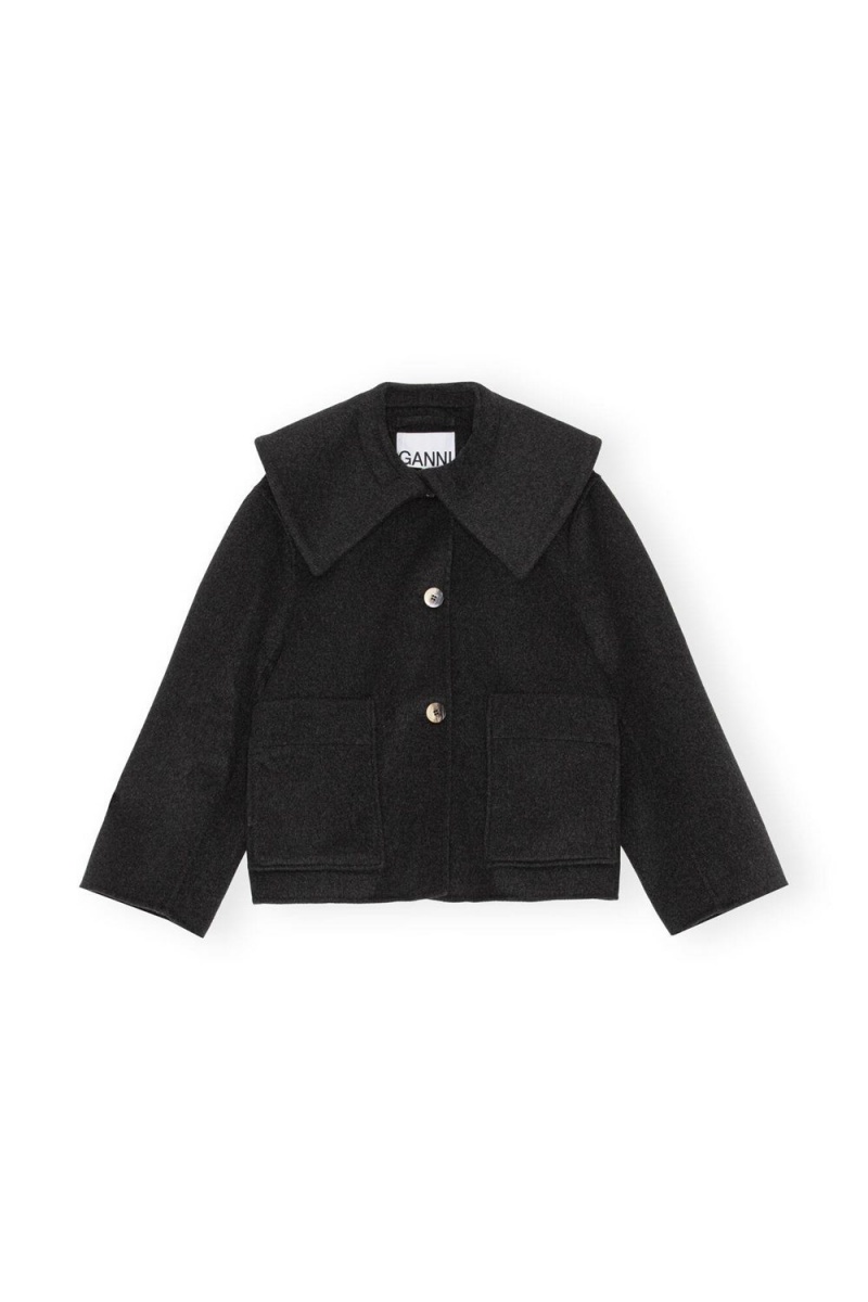 Black Women's Ganni Wool Jacket | 83WJSZVBN