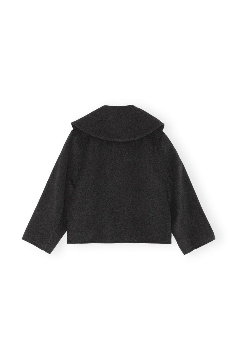 Black Women's Ganni Wool Jacket | 83WJSZVBN