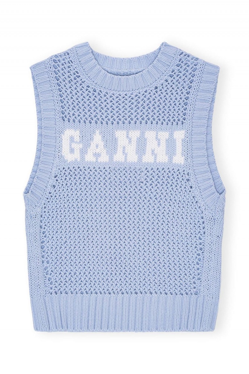 Blue Women's Ganni Cotton Rope Vest | 63AWTPQSD