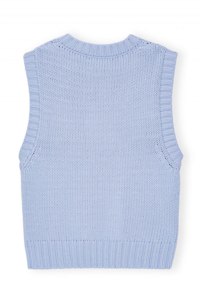 Blue Women's Ganni Cotton Rope Vest | 63AWTPQSD