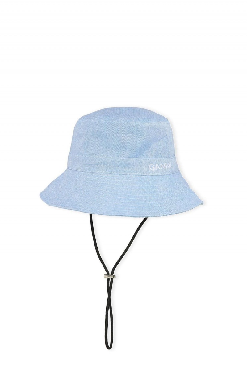 Blue Women's Ganni Denim Bucket Hats | 15QGHYLFV