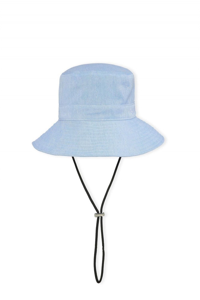 Blue Women\'s Ganni Denim Bucket Hats | 15QGHYLFV