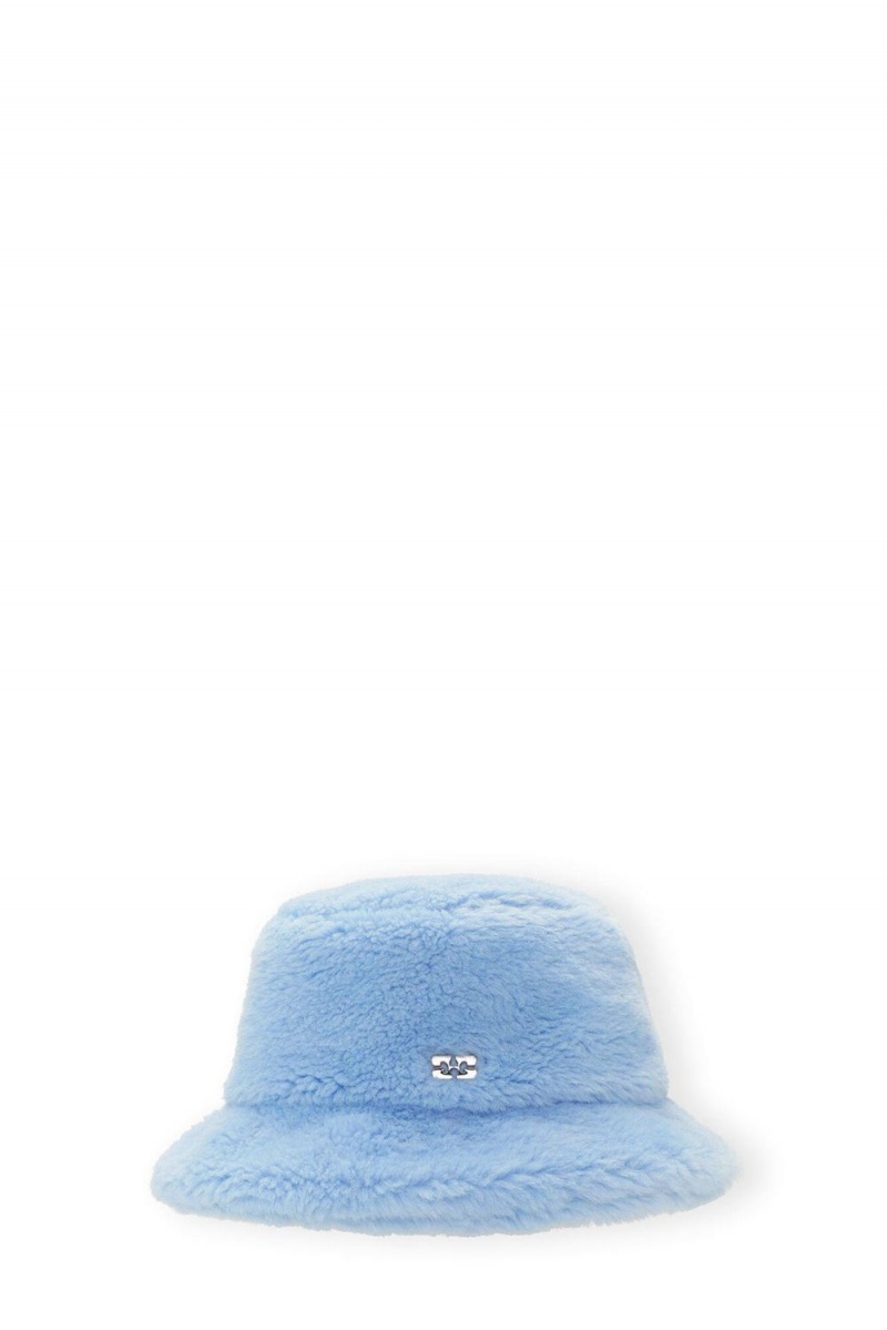 Blue Women\'s Ganni Fluffy Tech Bucket Hats | 92MBIAPEK