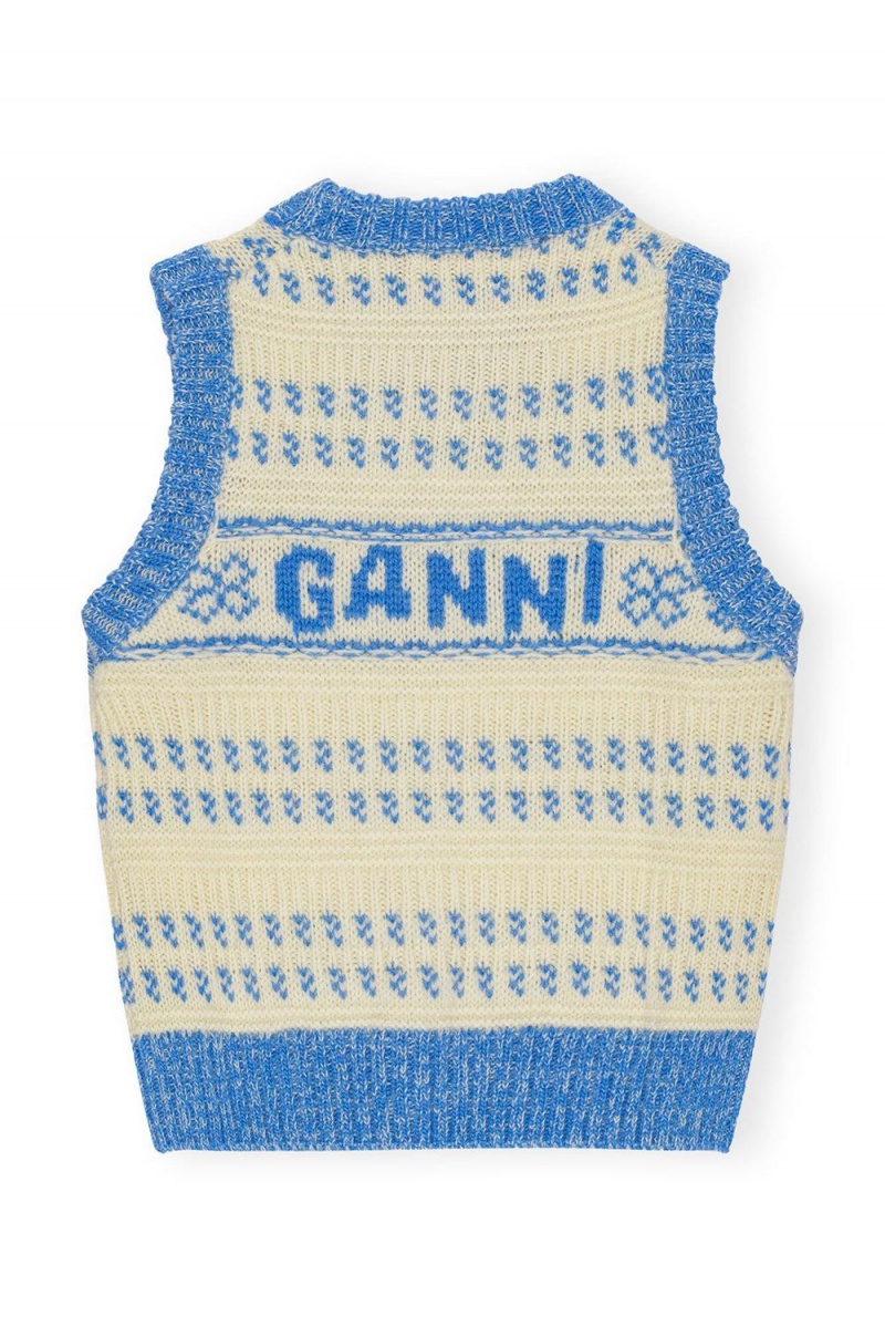 Blue Women's Ganni Graphic O-neck Vest | 62YDIPGKW