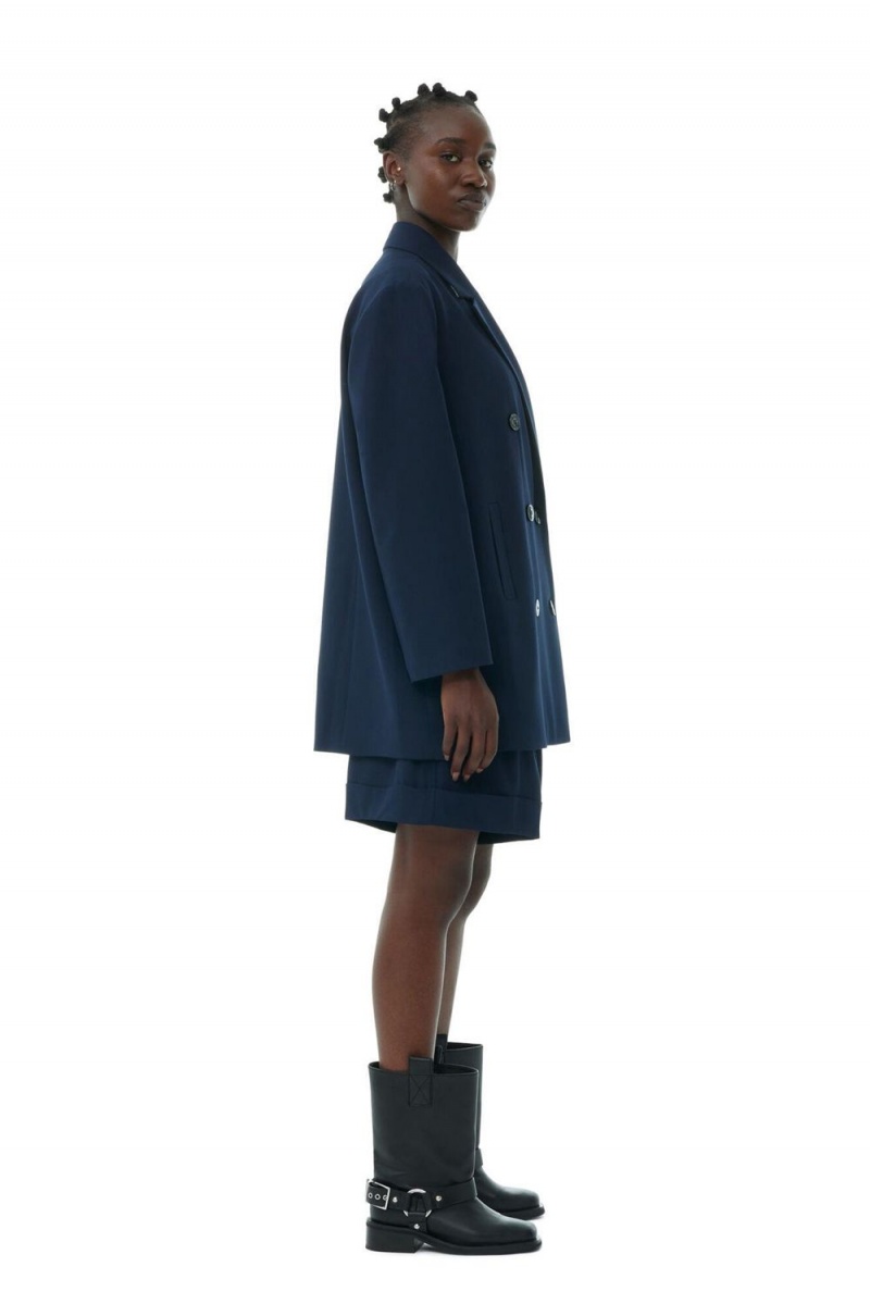 Blue Women's Ganni Light Oversized Blazer | 19DHPELVX