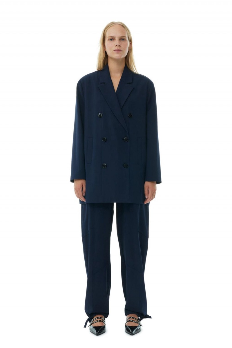 Blue Women's Ganni Light Oversized Blazer | 19DHPELVX