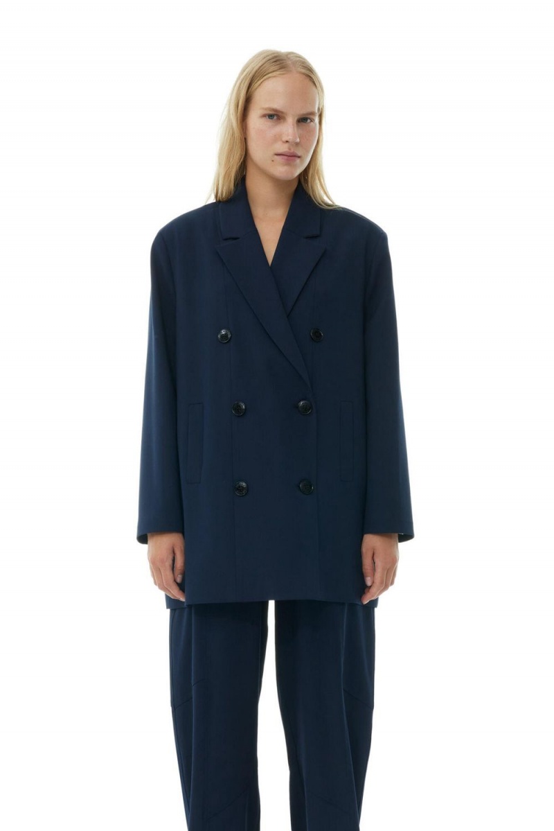 Blue Women's Ganni Light Oversized Blazer | 19DHPELVX