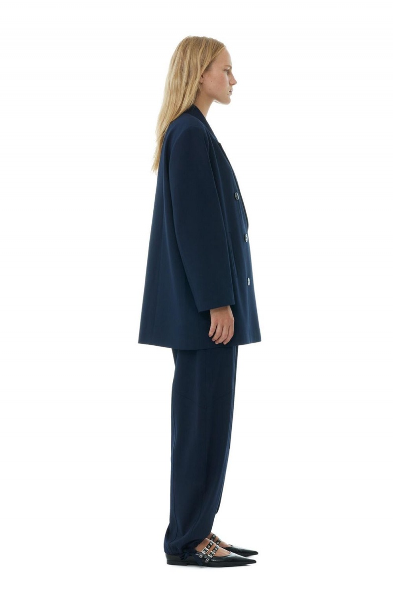 Blue Women's Ganni Light Oversized Blazer | 19DHPELVX