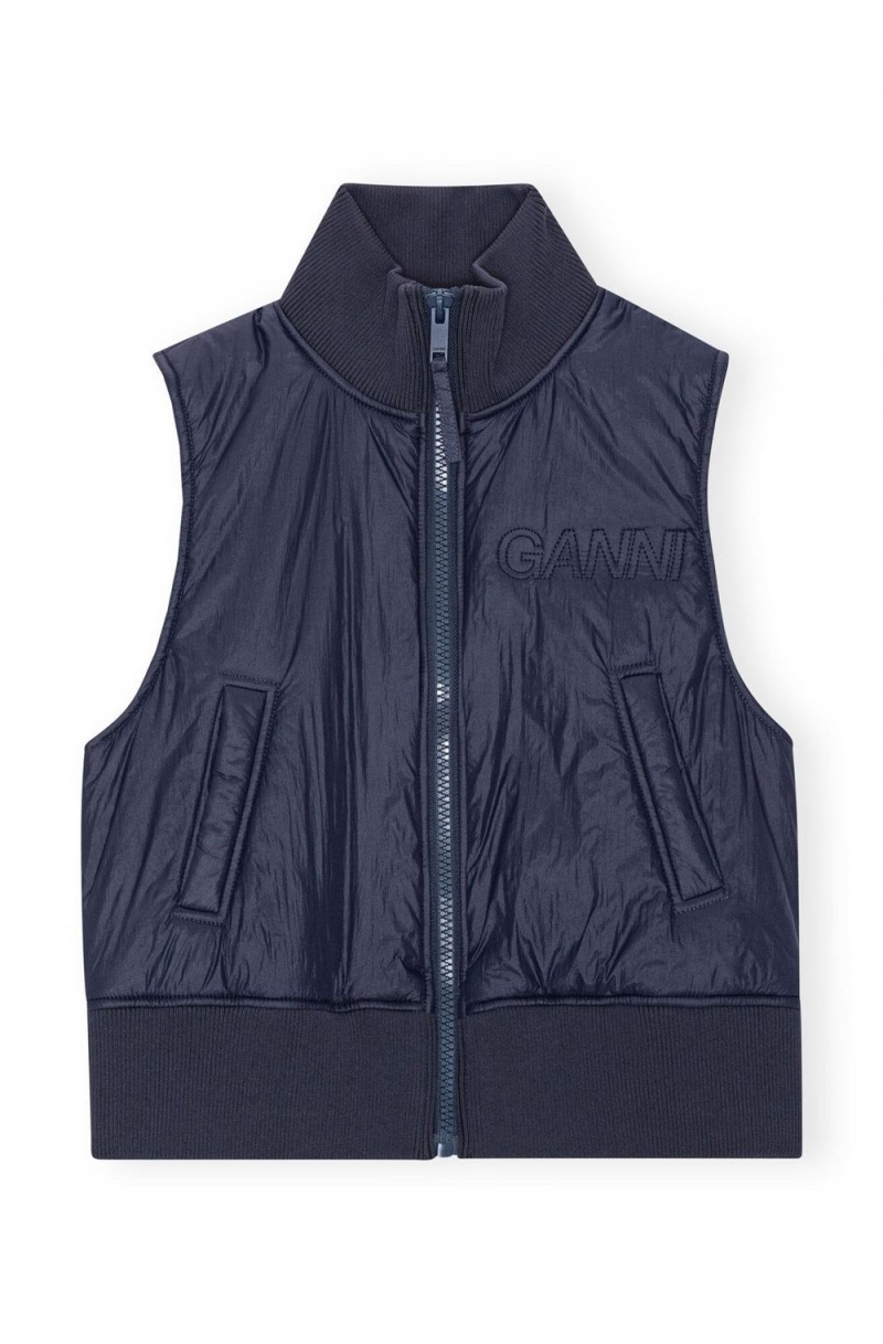 Blue Women's Ganni Light Padded Vest | 50WUKIXSE