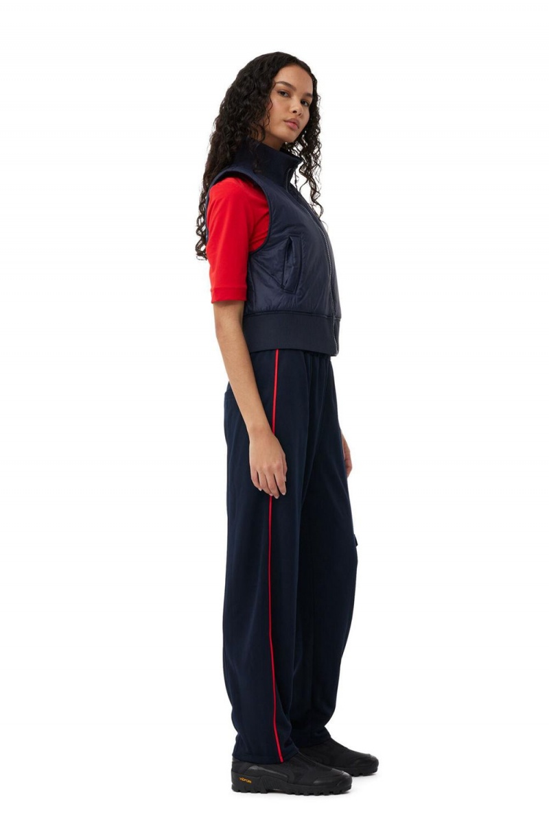 Blue Women's Ganni Sporty Jersey Loose Pants | 24CLQTPNI