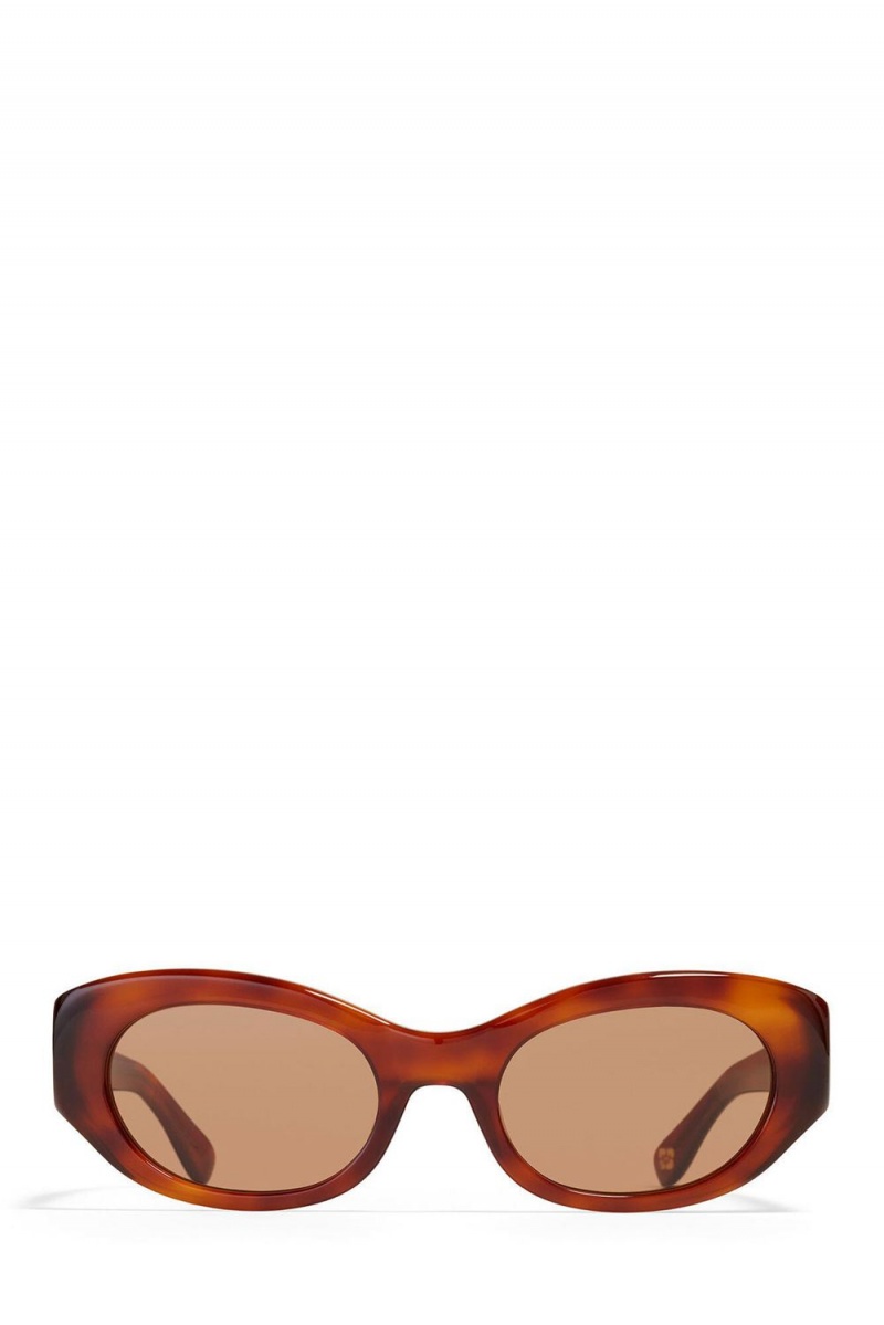 Brown Women's Ganni Ace & Tate Tiger's Eye Dakota Sunglasses | 83AIQTVRY