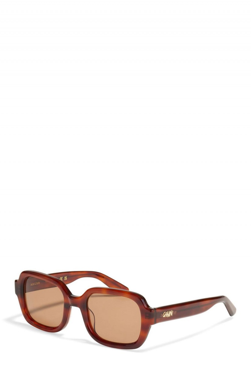 Brown Women's Ganni Ace & Tate Tiger's Eye Twiggy Sunglasses | 32OYVDPGR