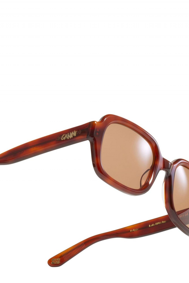 Brown Women's Ganni Ace & Tate Tiger's Eye Twiggy Sunglasses | 32OYVDPGR