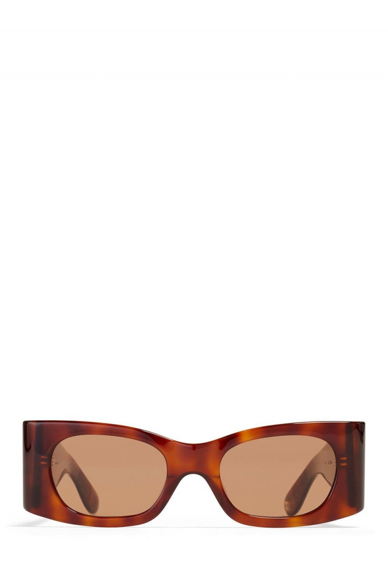 Brown Women's Ganni Ace & Tate Tiger's Eye Kayla Sunglasses | 72WBIZEMV